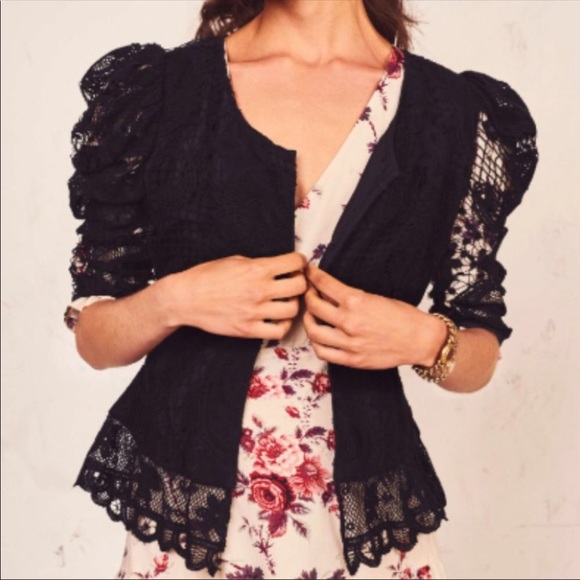 LoveShackFancy Jackets & Blazers - LOVESHACKFANCY Brenna black lace jacket blazer